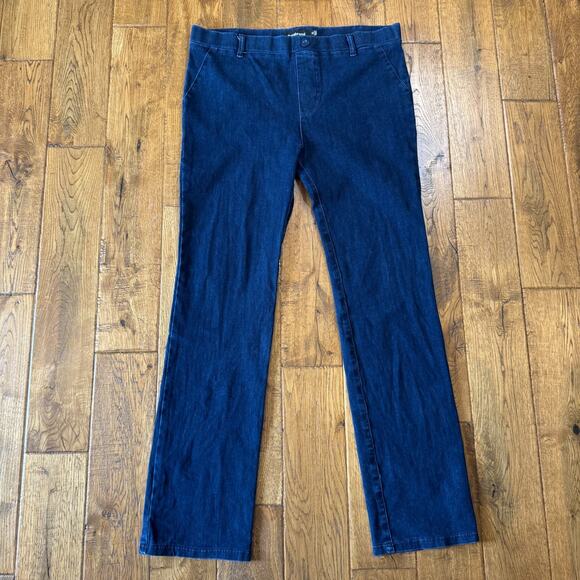 Betabrand Pants - Betabrand 4-Pocket Straight Leg Pull On Yoga Denim Pants Womens Sz XL Dark Wash